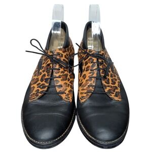 Biltrite Sz. 9 Leopard Print  Black Flat Lace Up Loafer Dress Shoes Rockabilly